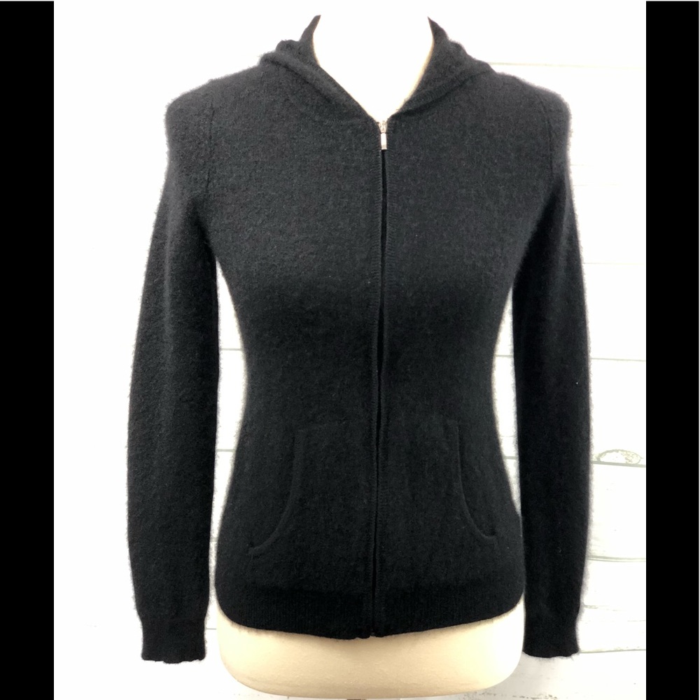 CharterClub cashmere black zip hoodie sweater